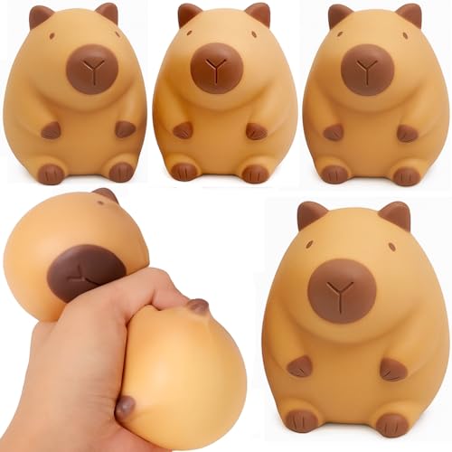 4 Capivara de Apertar Relaxante Anti Stress Infantil p/ Sacola Surpresa