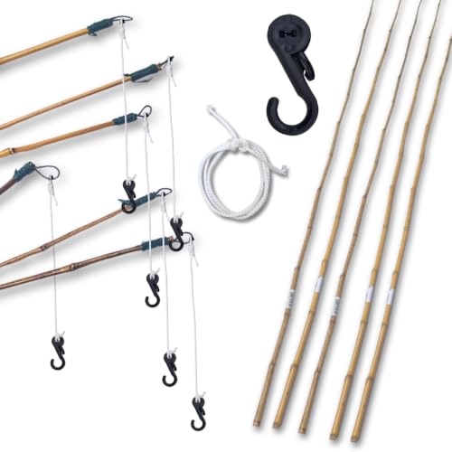 5 Kits Vara de Pescaria em Bambu
