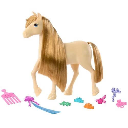 Barbie Pônei 19 cm Tornado, Crina Loiro com Pente e Acessórios HXJ36 Mattel