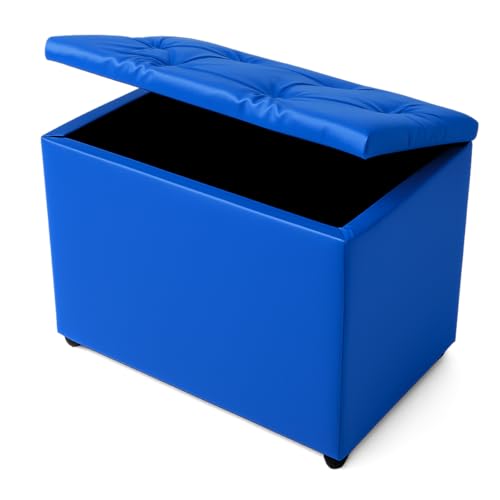 Baú Retangular em Corino Azul