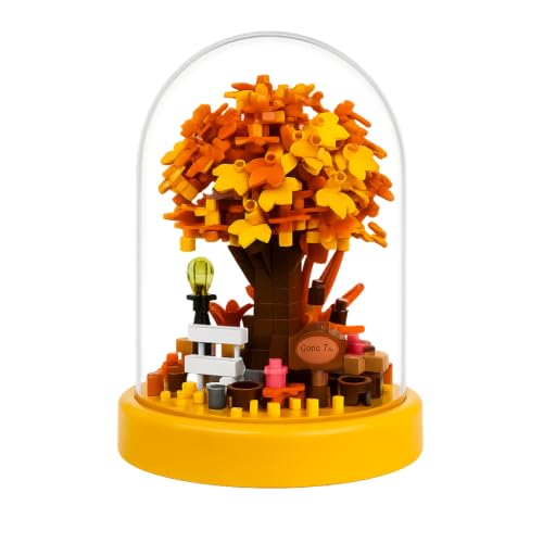 Bloco de Montar Jardim Flores na Cúpula 280 Peças Mini Blocos Colecionável Decorativo (Amarelo)
