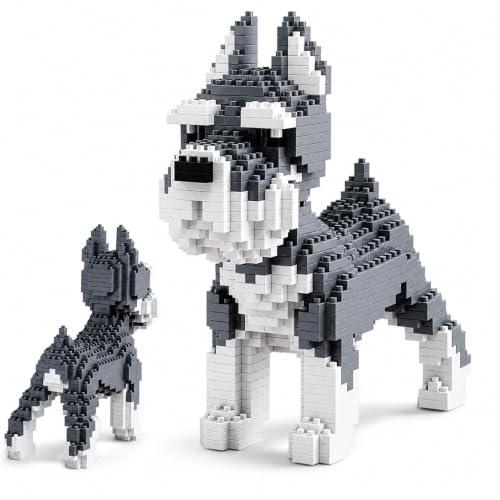 Blocos de Montar Cachorro Schnauzer 806 Peças Mini Blocos 3D