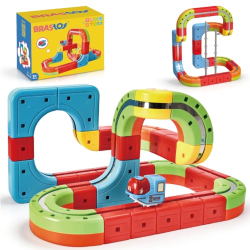 Blocos de Montar Construção Pista de Trem Carrinho Elétrico 3D