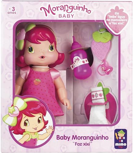 Boneca Baby Moranguinho Faz Xixi com Acessórios 30cm, Mimo Brinquedos