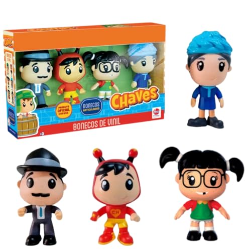 Bonecos Colecionáveis Chaves: Prof. Girafales, Chapolin, Chiquinha e Bruxa