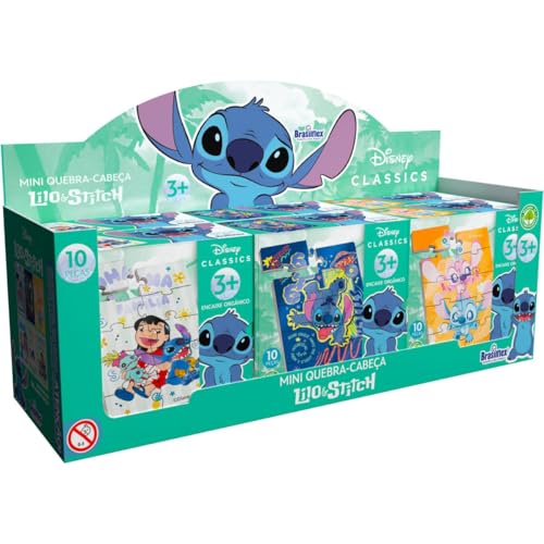 BrasilFlex - Mini Quebra-Cabeça Lilo & Stitch, Madeira