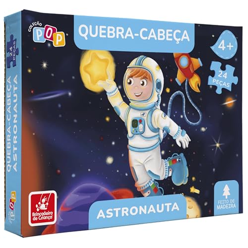 Brincadeira de Criança Quebra-Cabeça Infantil 24 Peças Madeira Astronauta
