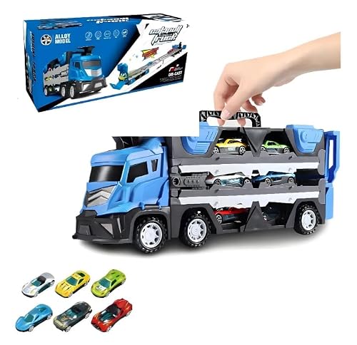 Caminhão Cegonha Azul com 6 Carrinhos