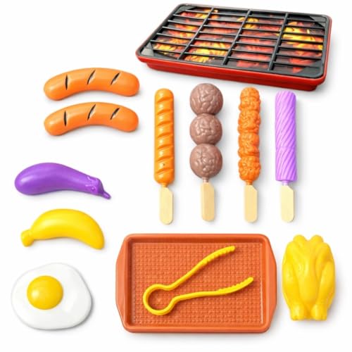 Brinquedo Kit Churrasco Infantil com Grelha Carnes e Espetos