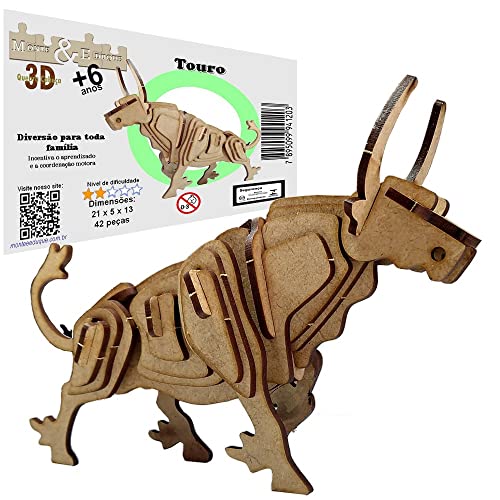 Brinquedo Quebra Cabeça 3d Touro Mdf