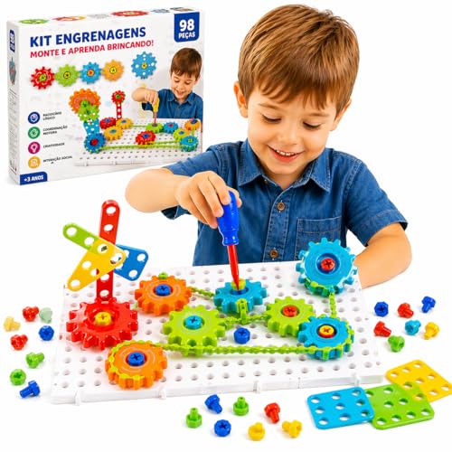 Brinquedo STEM Engrenagens 98 Peças