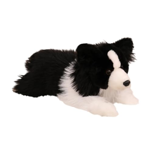 Cachorro Border Collie Deitado de Pelúcia