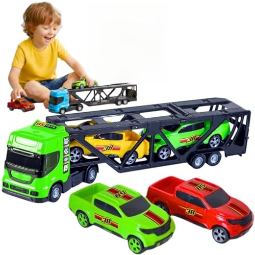 Caminhão Cegonha Brinquedo Infantil Com 2 Carrinhos Carreta