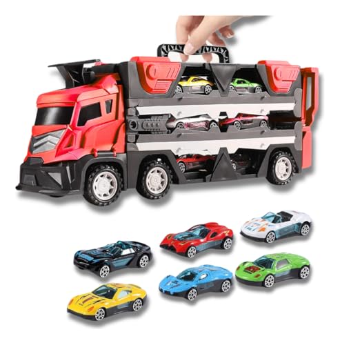 Caminhão Cegonha Carreta De Brinquedo Pista Com Carrinhos (vermelho)