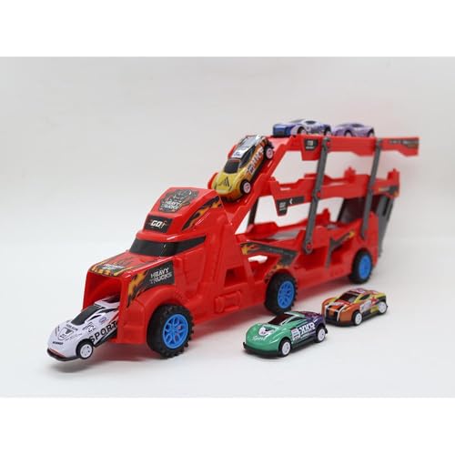 Caminhão Cegonha de Fricção com 6 Carrinhos de Metal