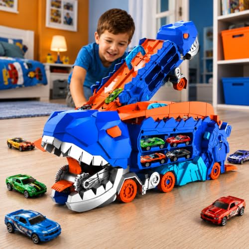 Caminhão Dinossauro Engole Carros com Pista