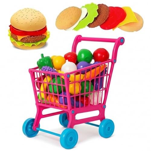 Carrinho de Compras de Brinquedo com Frutas