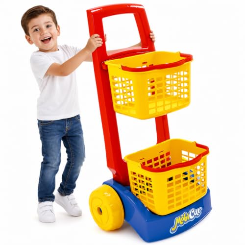 Carrinho de supermercado infantil com 6 frutinhas e 3 caixinhas (Compras)