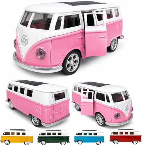 Carrinho Kombi de Metal Rosa com Portas que Abrem