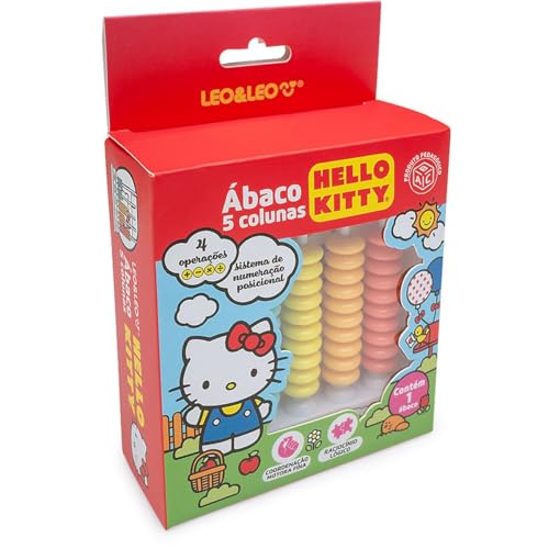 Contador Ábaco Leonora Hello Kitty 5 Colunas 50 Argolas