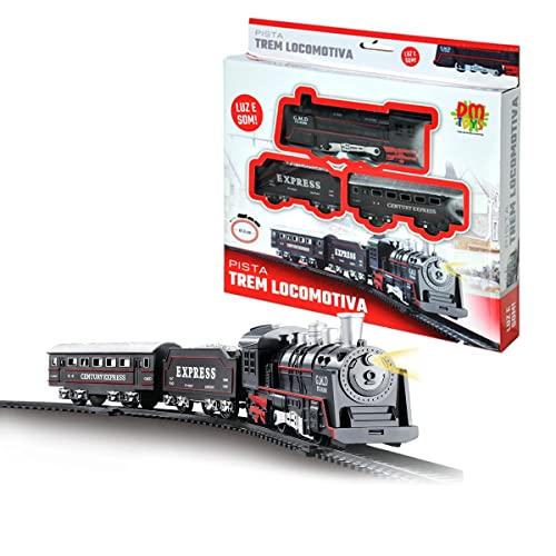 DM Toys Pista Trem 2 Vagões Locomotiva Com Luz e Som