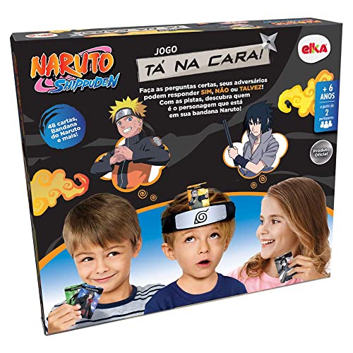 Elka Jogo Tá na Cara - Naruto Shippuden, (bandana preta c/prata), (fichas