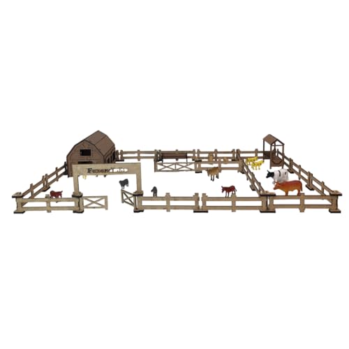 Fazendinha Brinquedo De Encaixar Mdf C/Celeiro E Coxo para animais de borracha