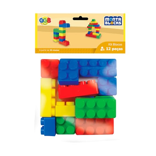 GGB Plast Blocos de Montar Kit com 12 Peças Coloridas