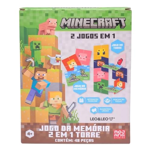 Jogo da Memória 2 em 1 Torre Minecraft (48 Peças)