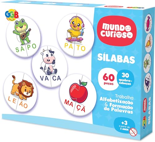Jogo Sílabas 60 Peças 30 Quebra-Cabeça GGB Plast