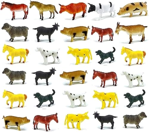 Kit 30 Animais Da Fazenda Miniaturas Em Plástico
