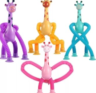 Kit 4 Girafas Malucas com Tubo Pop e Ventosa