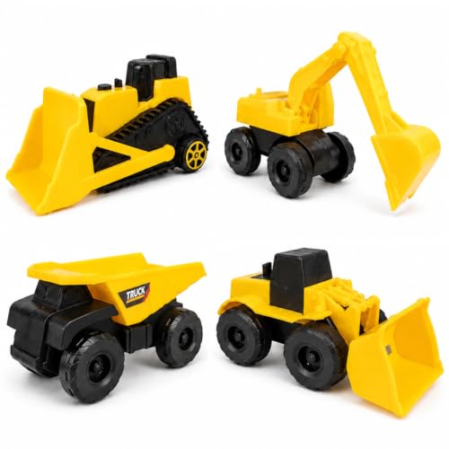 Kit 4 Mini Tratores de Brinquedo Carrinho Caçamba Escavadeira Pá Carregadeira