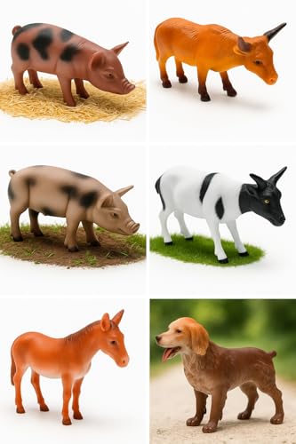 Kit 6 Animais de Fazenda Borracha