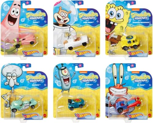 Kit 6 Carros Die-Cast Fundo do Mar Spongebob Underwater Wheels