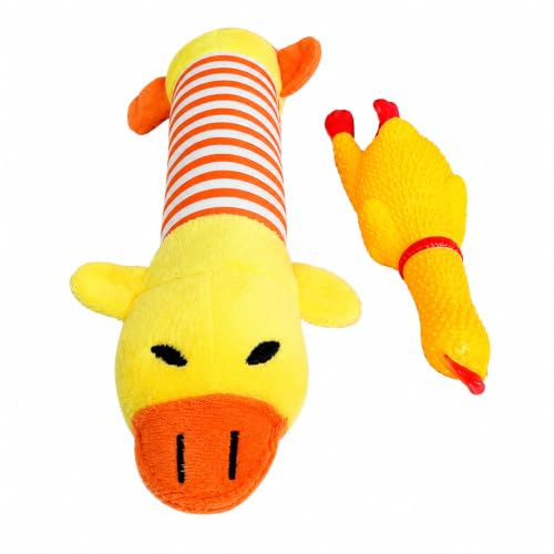 Kit Brinquedo Pato e Frango para Pets