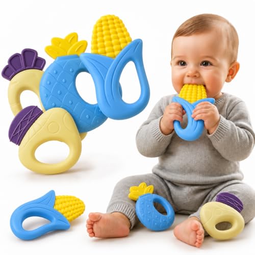 Kit Chocalho e Mordedor Sensorial de Silicone