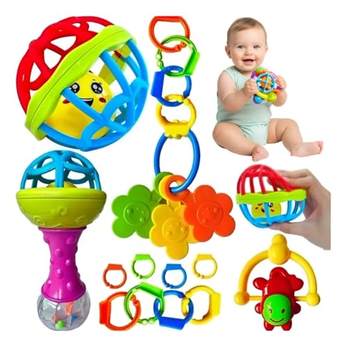 Kit Chocalhos e Mordedores de Silicone para Bebê