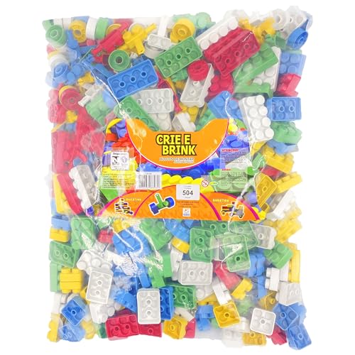 Kit Com 504 Peças Blocos De Montar Crie e Recrie Coloridas original - Gravo Brink