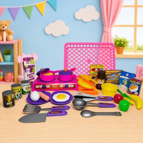 Kit de Cozinha Infantil e Alimentos de Brinquedo