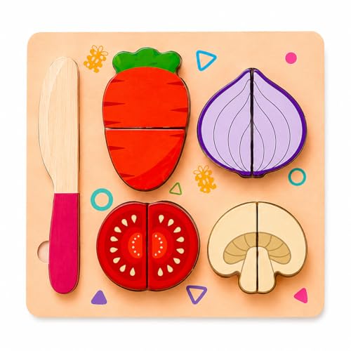 Kit de Frutas e Vegetais de Madeira para Cortar