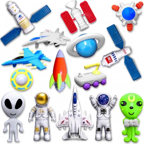 Kit Especial Viagem Espacial Foguetes Satélites Astronautas 16 Peças