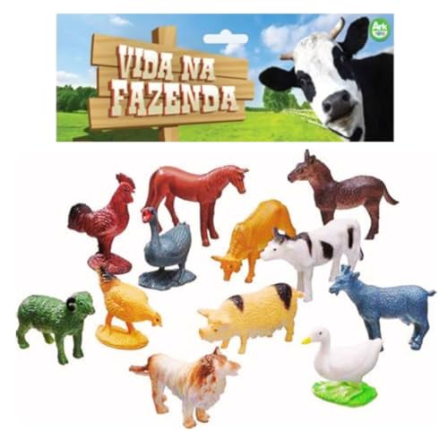 Kit Mini Animais Vida Na Fazenda Brinquedo 12 Peças - Ark Toys