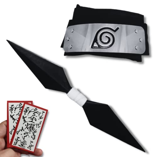 Kit Ninja Presente - Kunai Dupla + Bandana + 2 Papéis Ninja