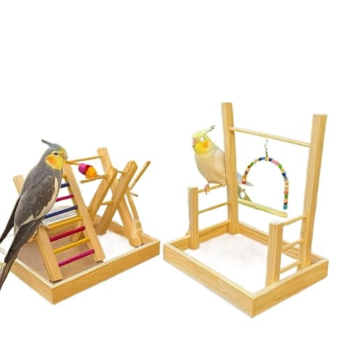 Kit Playground de Madeira para Aves 2 Pcs