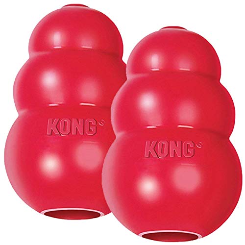 KONG (Pacote com 2) Brinquedos clássicos para cães, grande, vermelho
