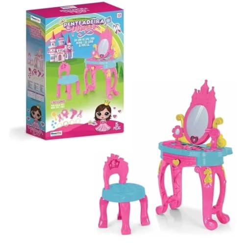 Maquiagem e Beleza Penteadeira de Princesa com Banca, Homeplay, 3117, Multicor