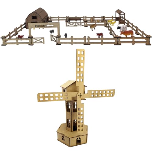 Mini Fazendinha Curral e Moinho de Vento Brinquedo Crianças