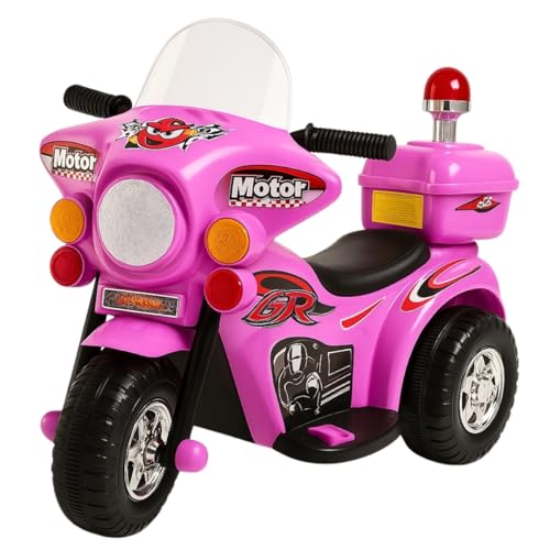 Mini Moto Polícia Rosa com Baú