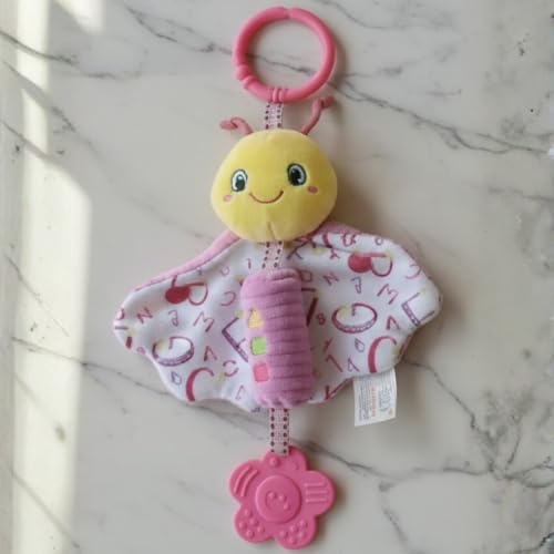 Móbile Borboleta Para Berço e Carrinho Bebê 0+ Meses Com Chocalho e Mordedor